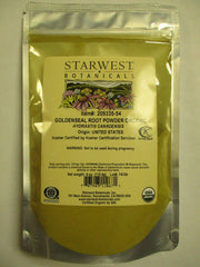 Starwest Botanicals Organic Goldenseal Root Powder 4 oz in resealable mylar bag