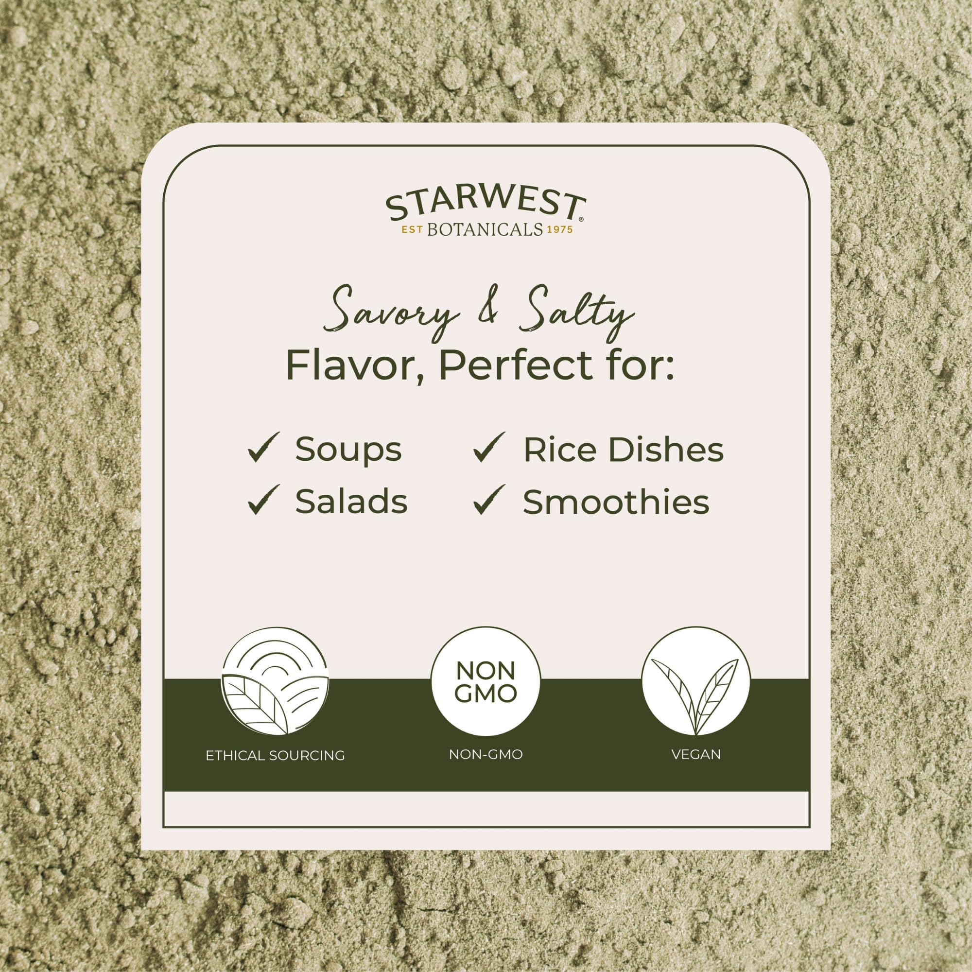 Kelp powder added to a pot of soup as a cooking ingredient