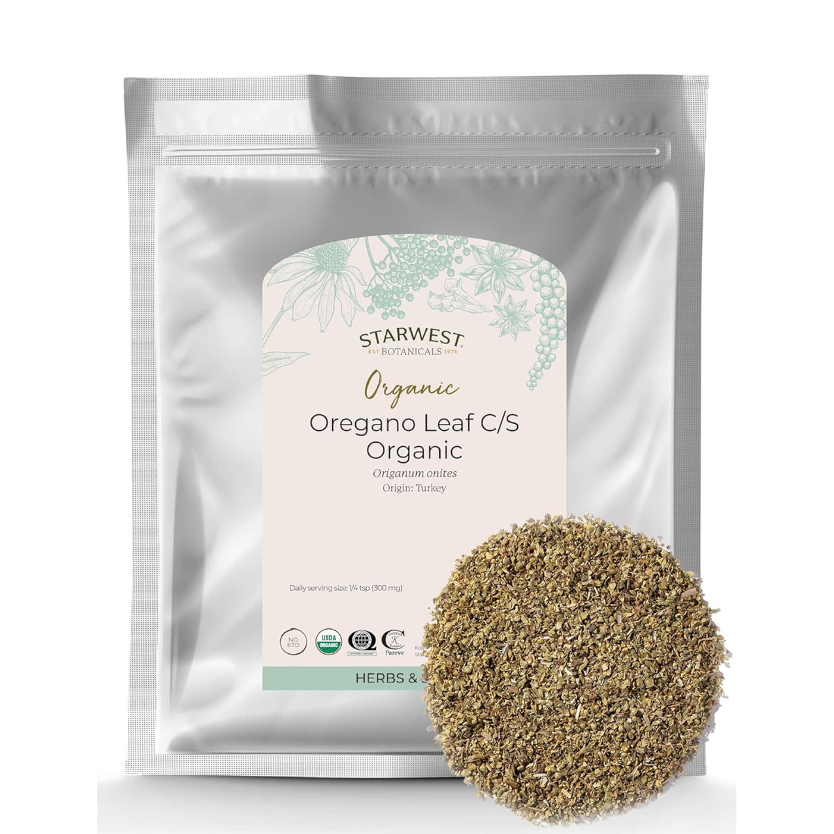 Starwest Organic Oregano Dried Leaf in 1lb bag