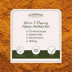 Starwest Organic Ground Turmeric Powder jar with label
