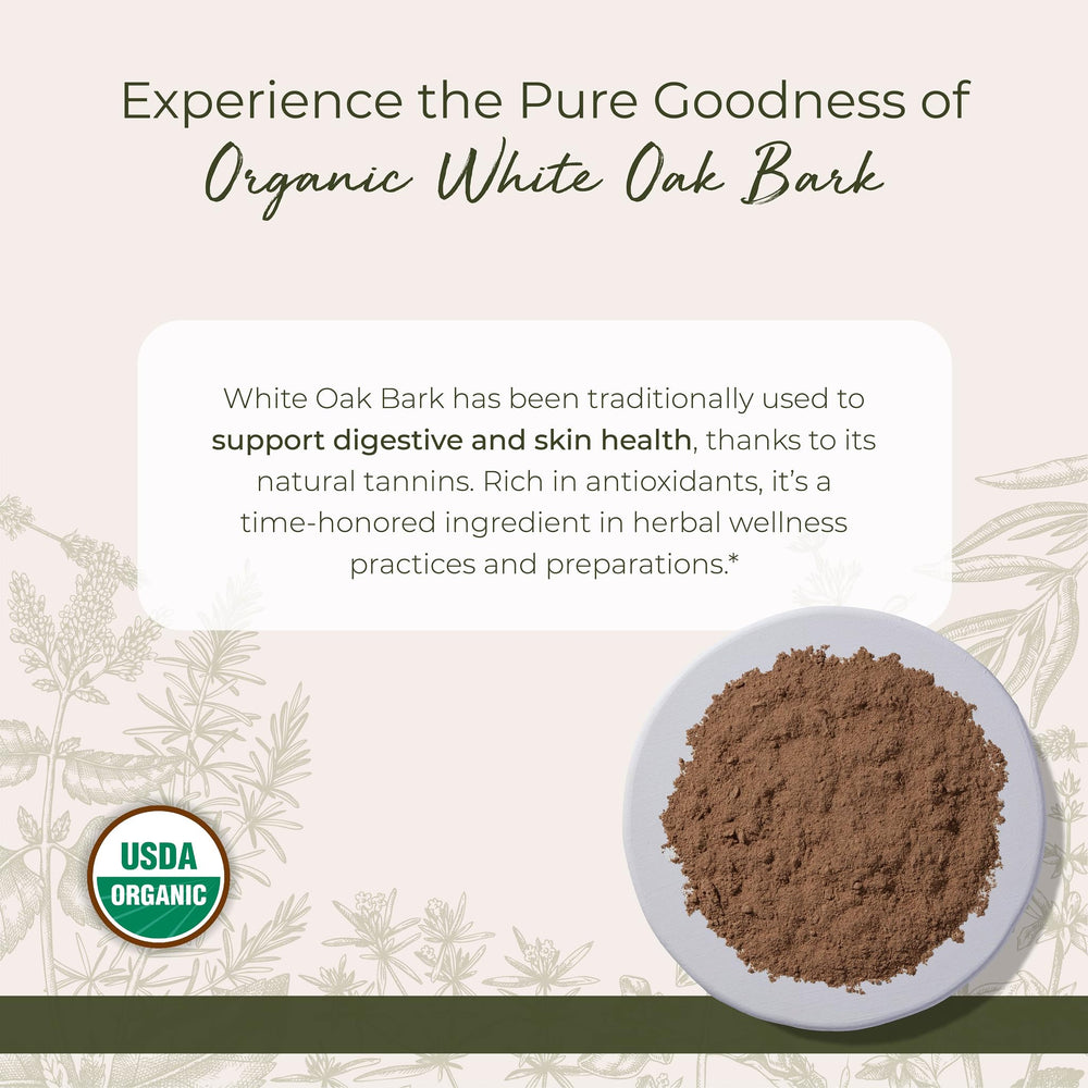 Close-up of white oak bark powder texture (Quercus alba)