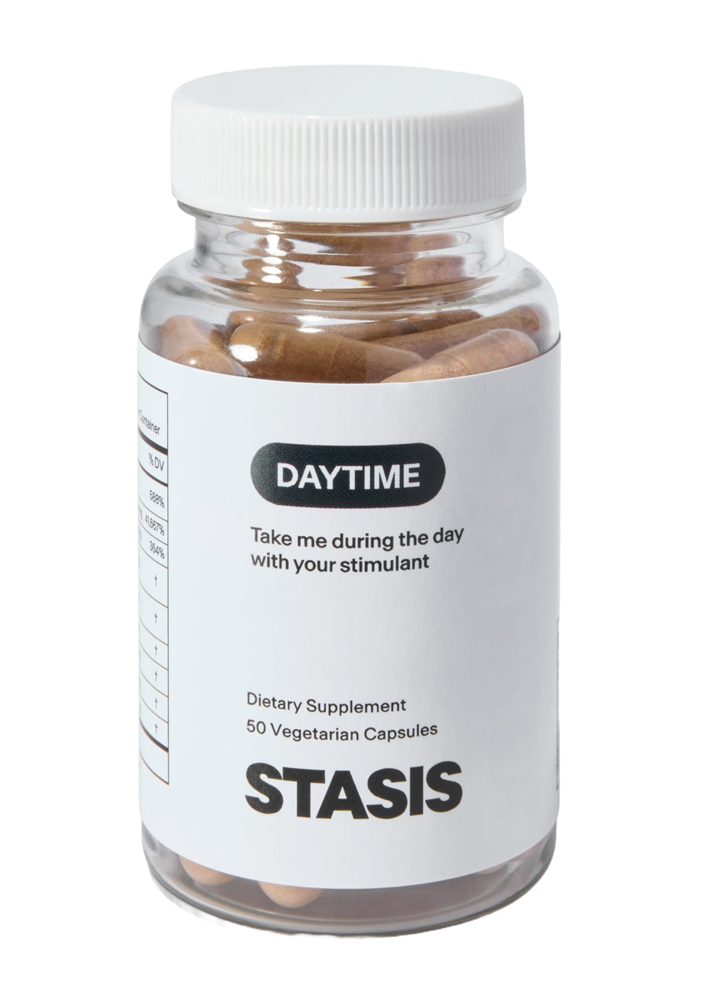 Stasis Daytime bottle and label on white background