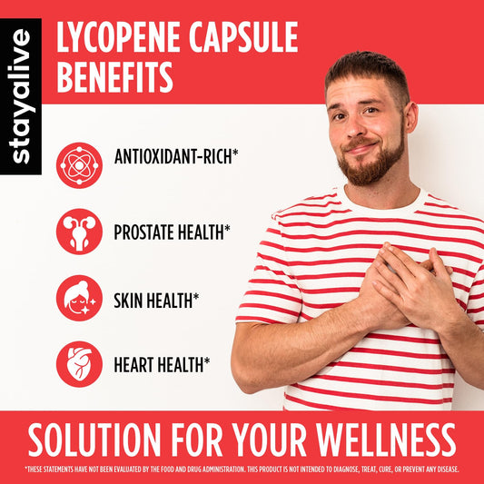 Close-up of Stay Alive Lycopene capsules