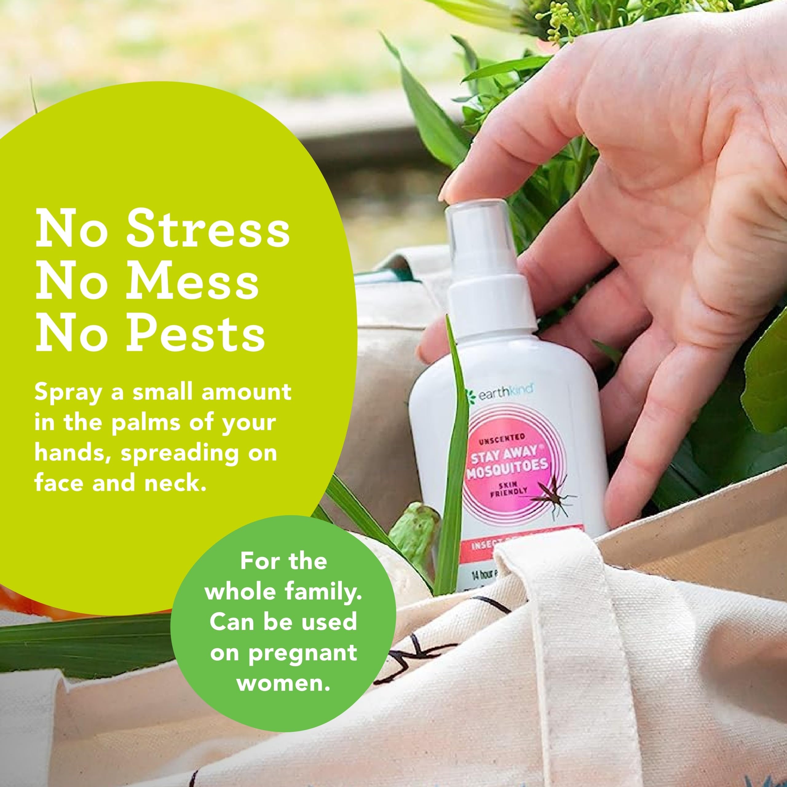 Stay Away kid-friendly-mosquito-spray demonstrates safe use around children.