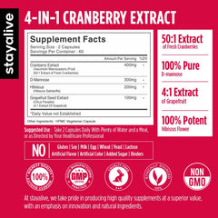 Nutrition facts and ingredients for STAY ALIVE Cranberry Pills