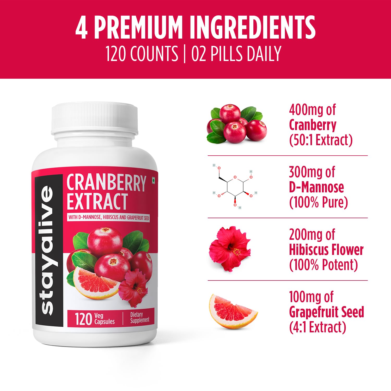 Vegan, Non-GMO, Gluten-Free cranberry pills bottle