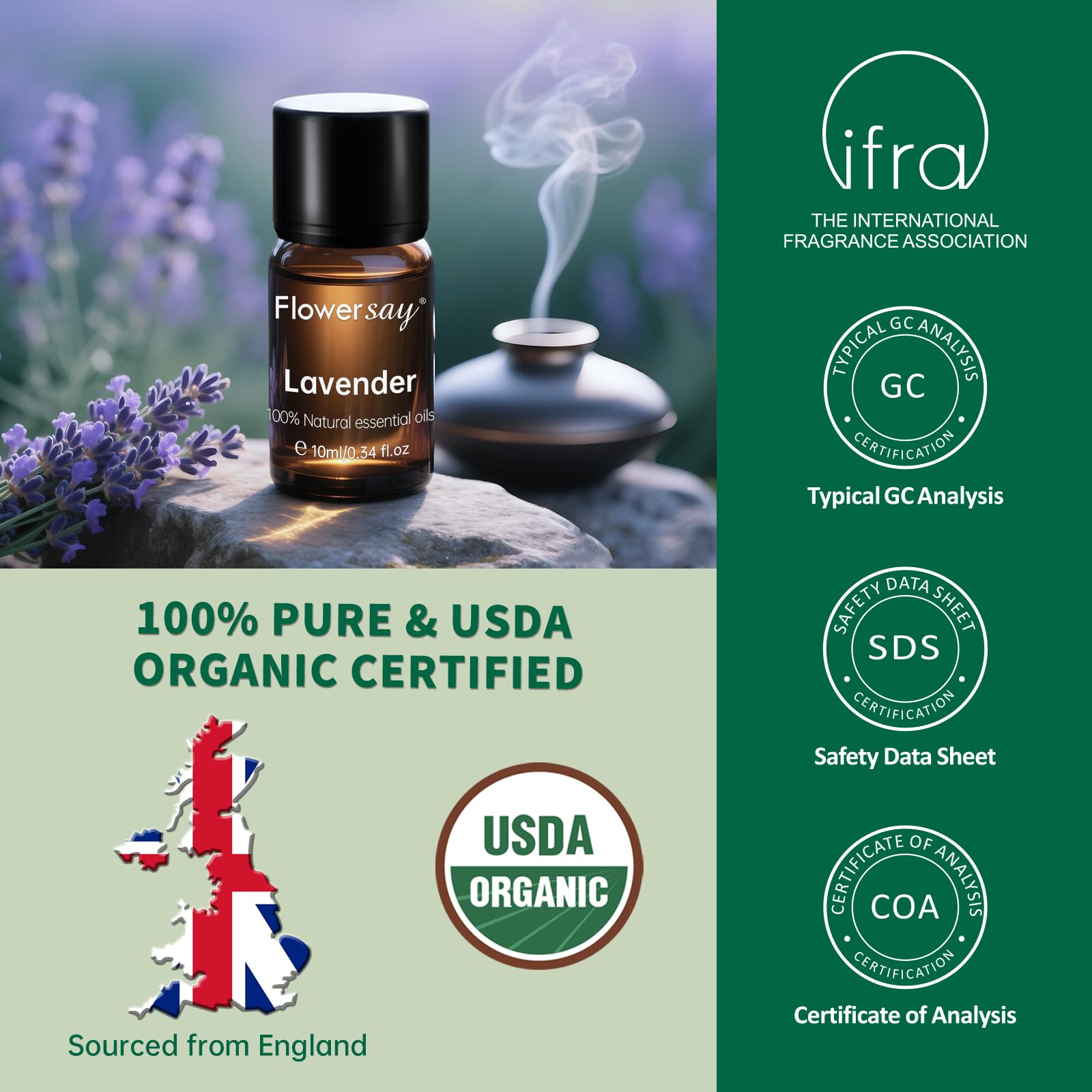 Steam-distilled Lavandula angustifolia from England