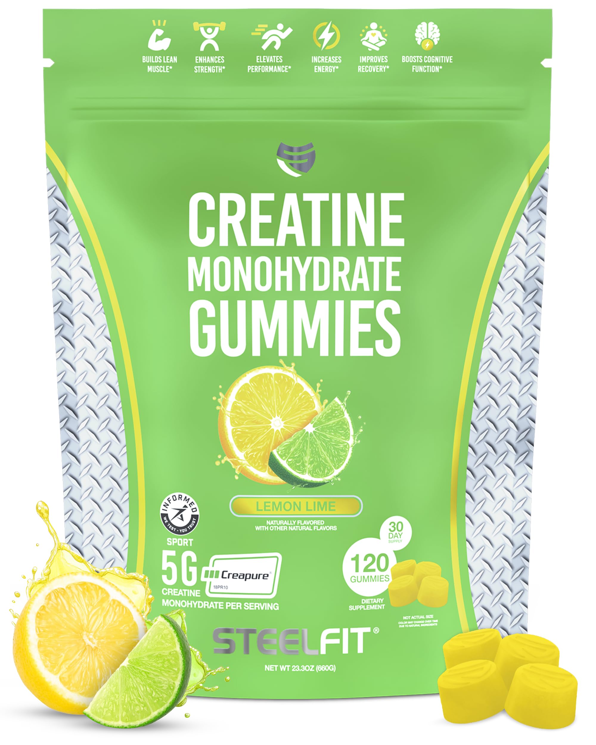 Hero image of SteelFit Creapure Creatine Monohydrate Gummies Lemon Lime