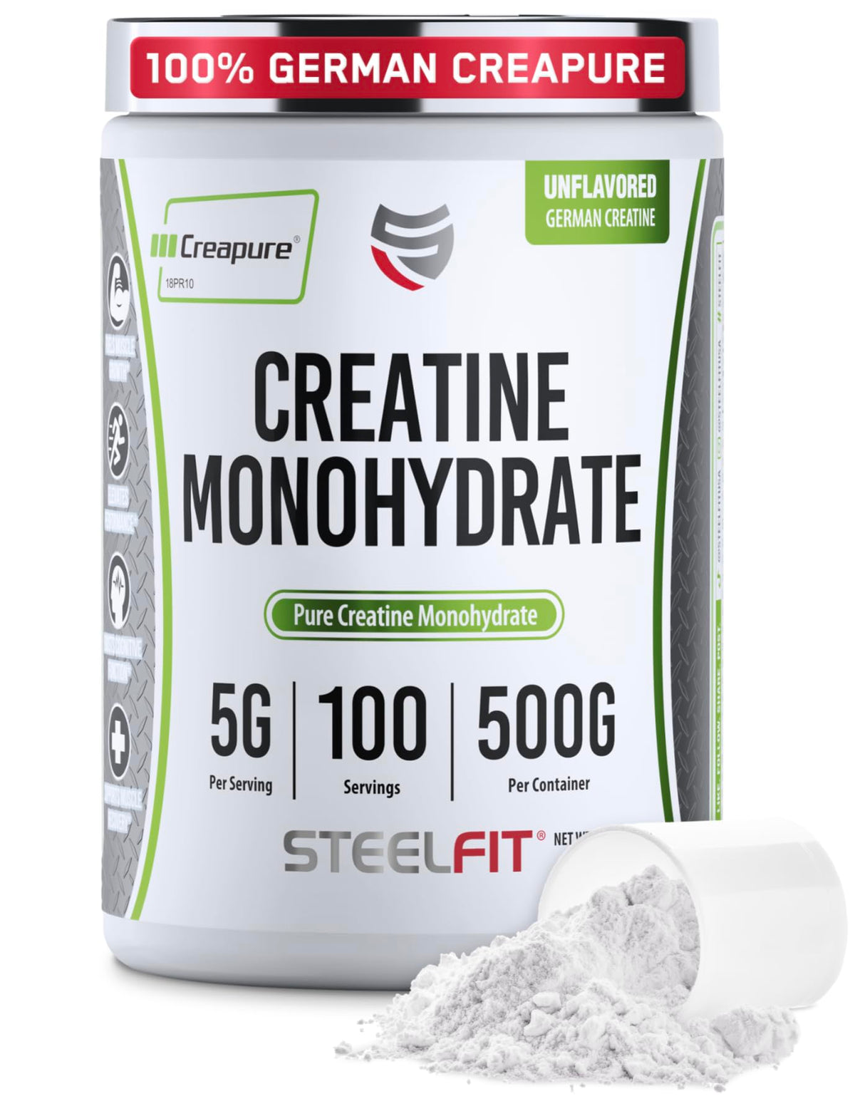 SteelFit Creapure Creatine Monohydrate powder canister