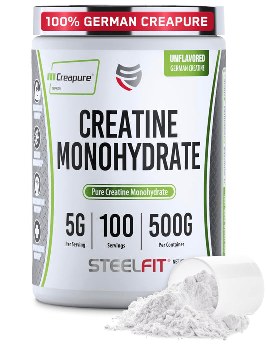 SteelFit Creapure Creatine Monohydrate powder canister
