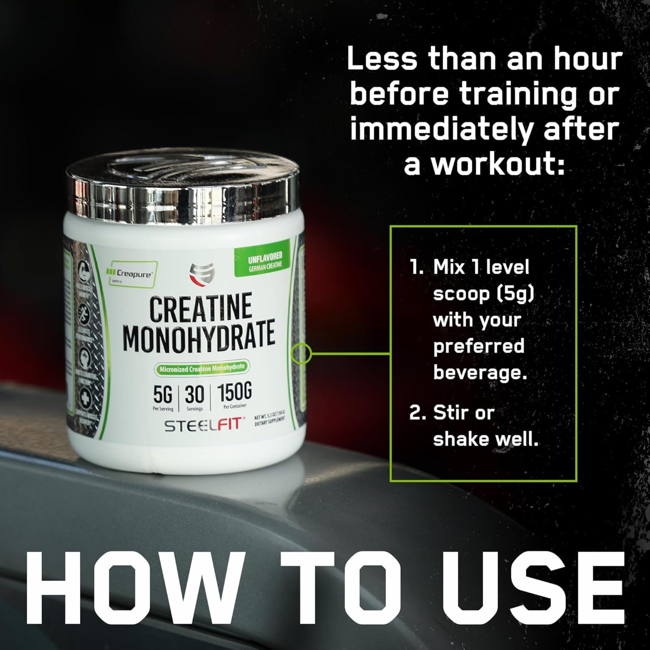 Close-up of creatine powder texture