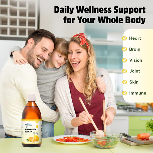 Capsules of Stellar Alaskan Cod Liver Oil with lemon flavor