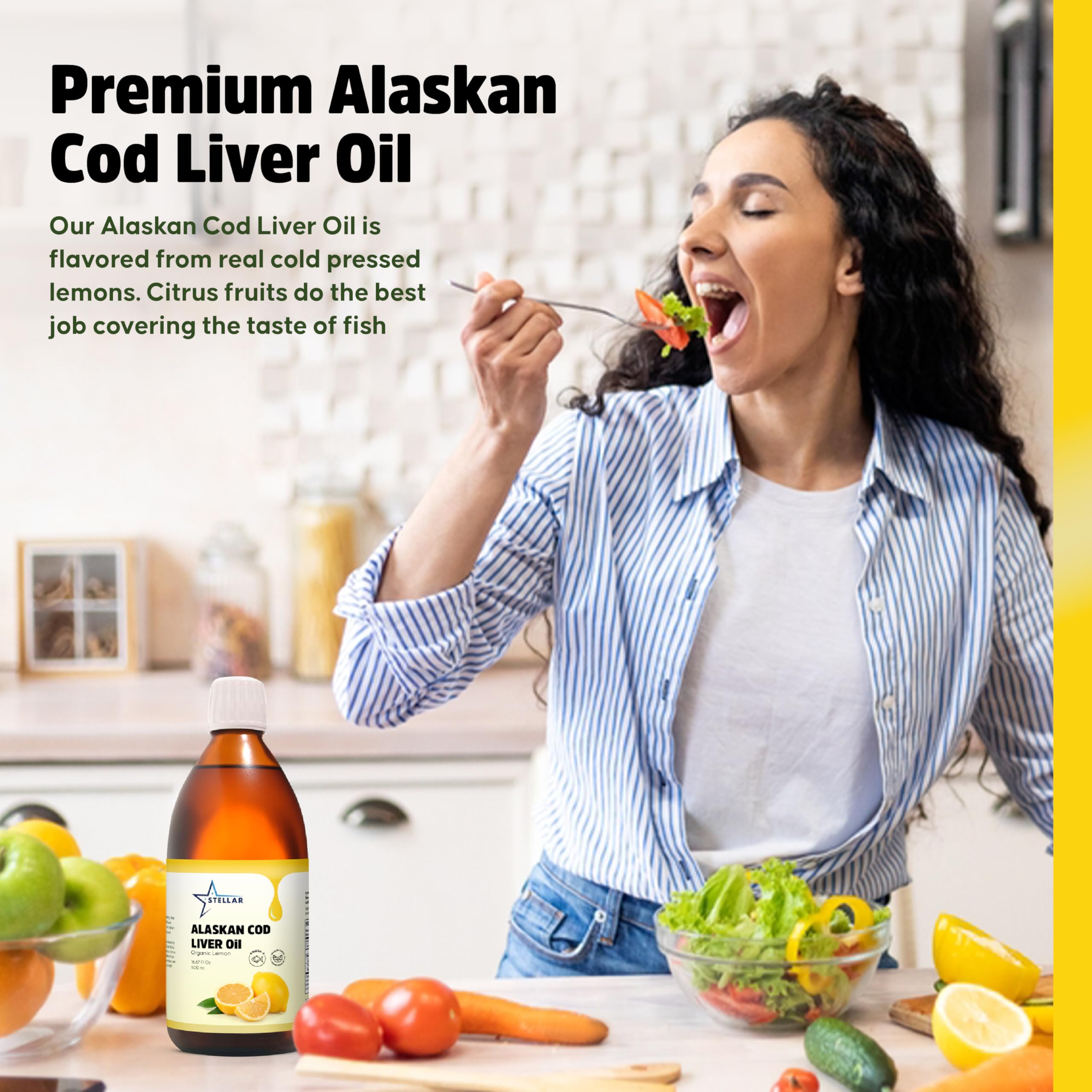 Vitamins A and D in cod liver oil supplement