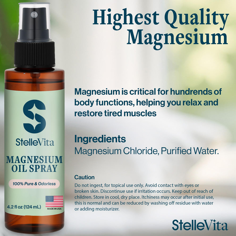 StelleVita Pure Magnesium Oil Spray part of a bedtime routine for calm moments.