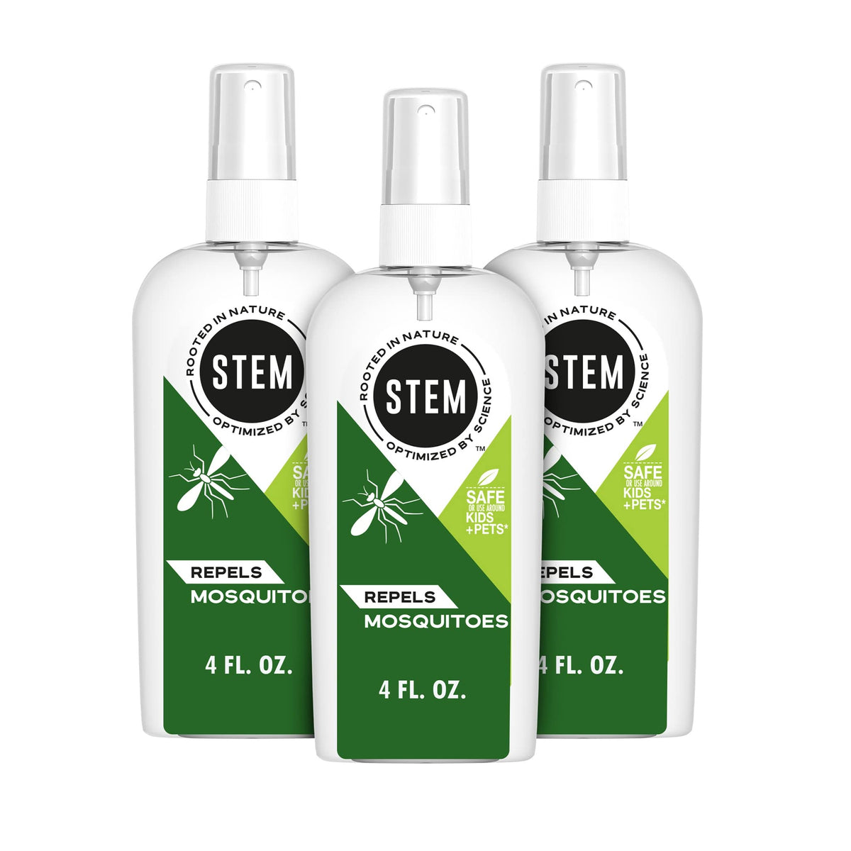 STEM Repels Mosquitoes bottle closeup showing plant-based protection for outdoor activities
