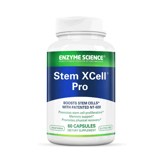 Stem XCell Pro bottle label with Enzyme Science branding