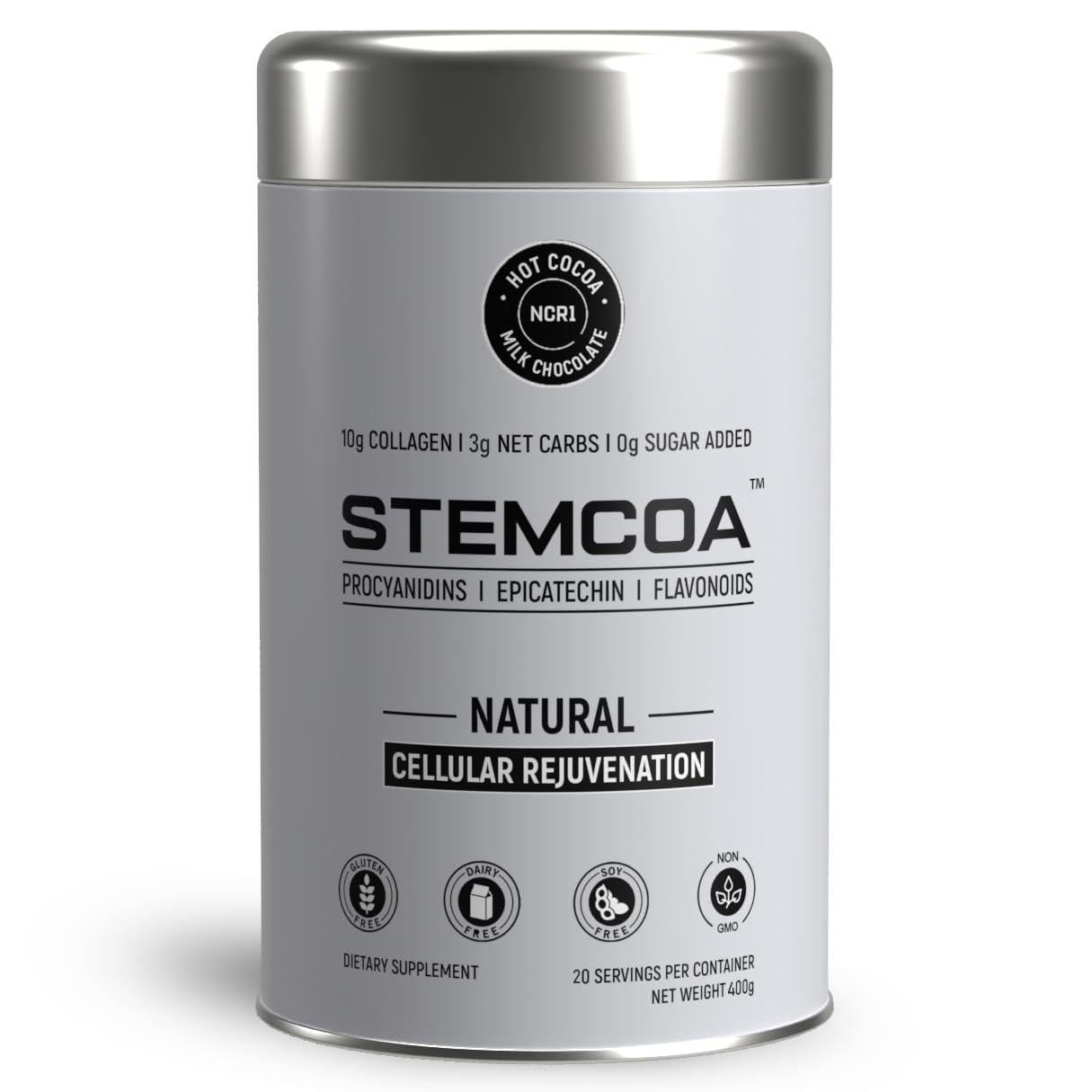 Stemcoa NCR1 milk chocolate collagen powder front label