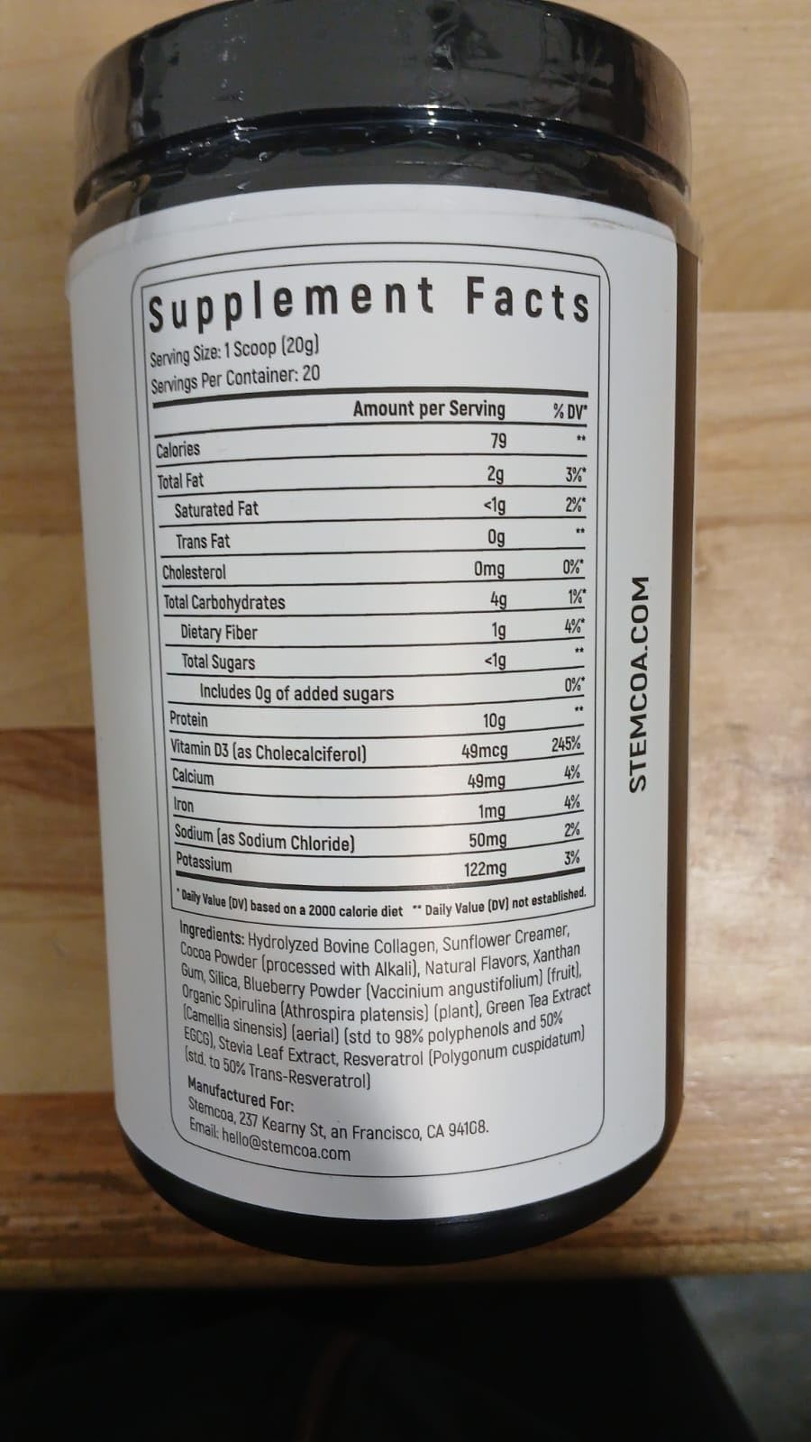 Stemcoa NCR1 serving with glass of water