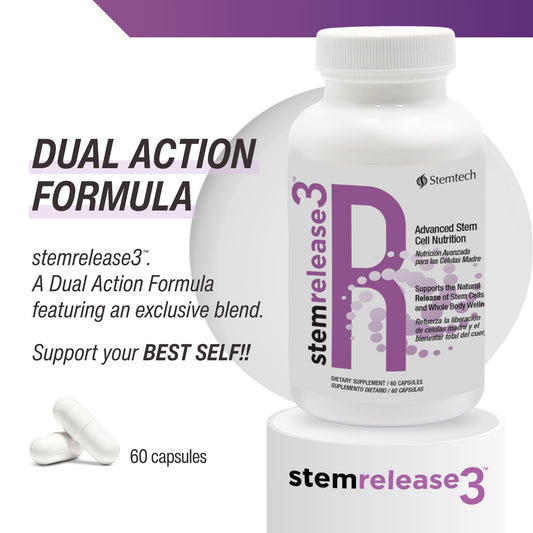 Close-up of Stemrelease3 supplement capsules