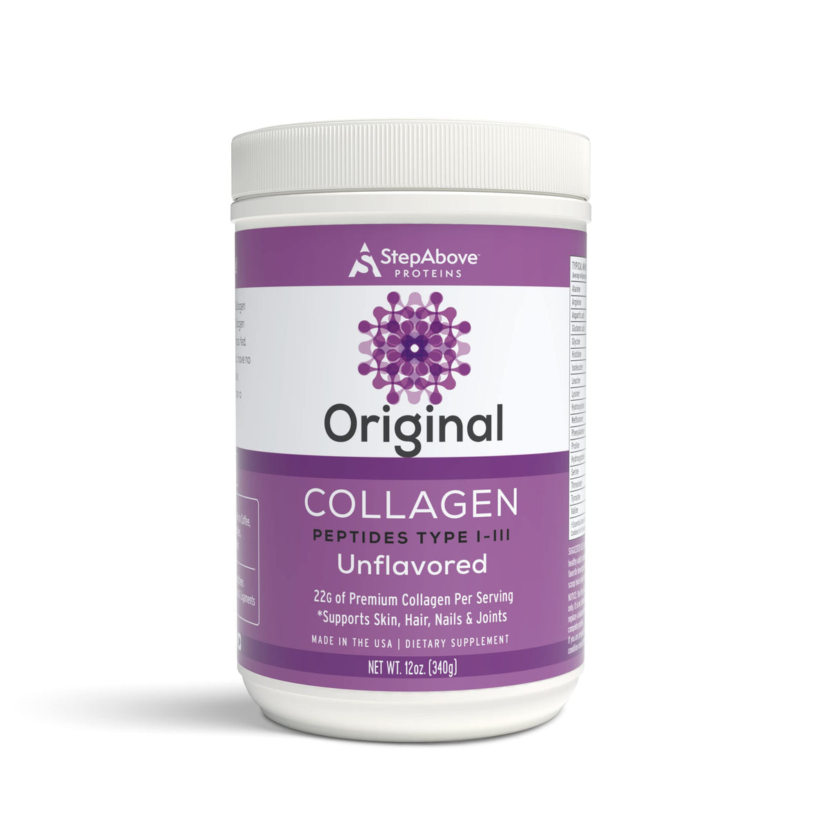 Packaging image of Step Above Proteins Original Collagen Peptides, 12 oz