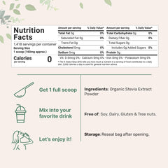 Stevia powder Reb-A green leaf extract close-up