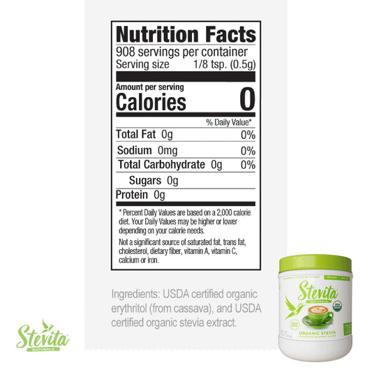 USDA Organic seal on Stevita Stevia jar