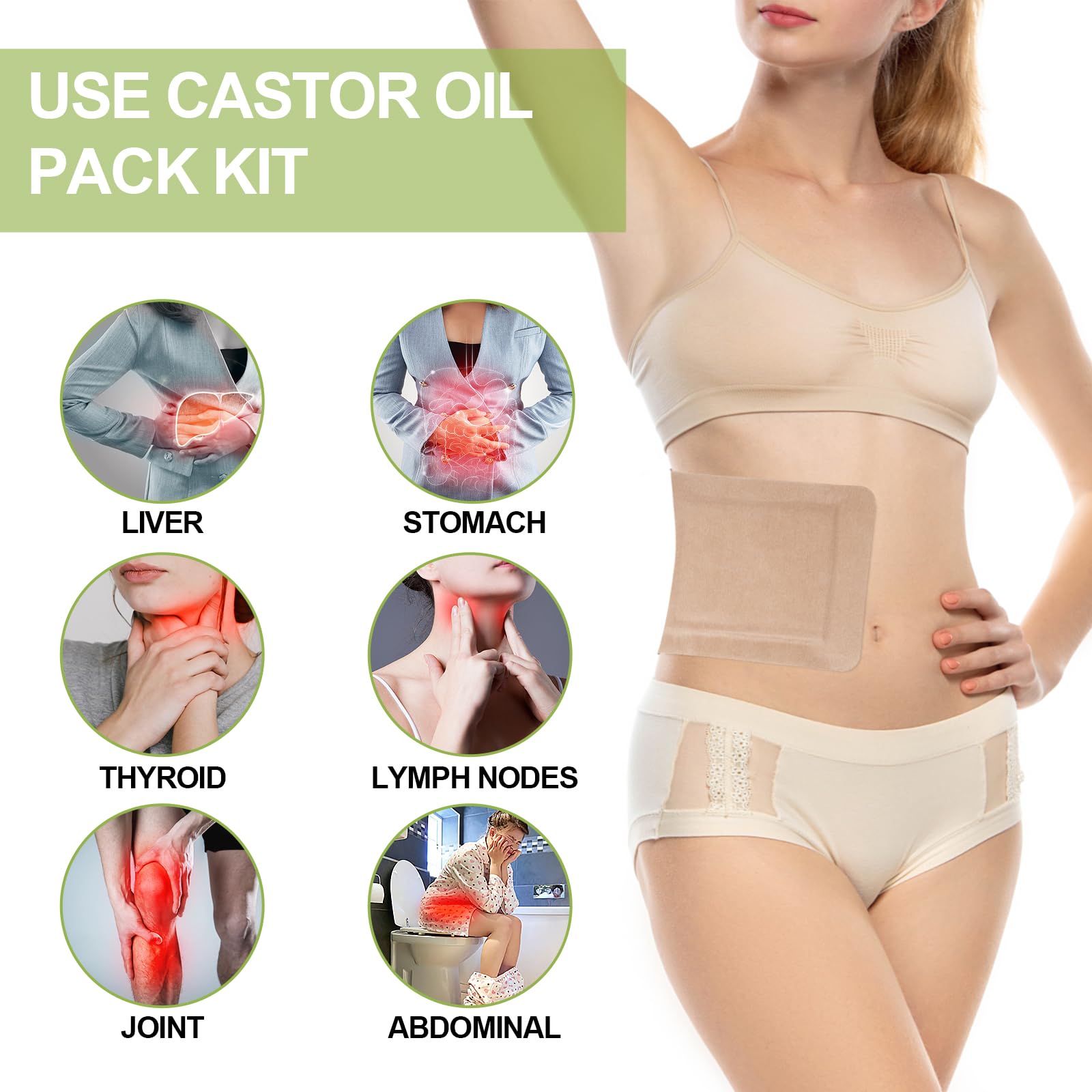 Back view of STFOCE Castor Oil Pack Wrap 20pcs