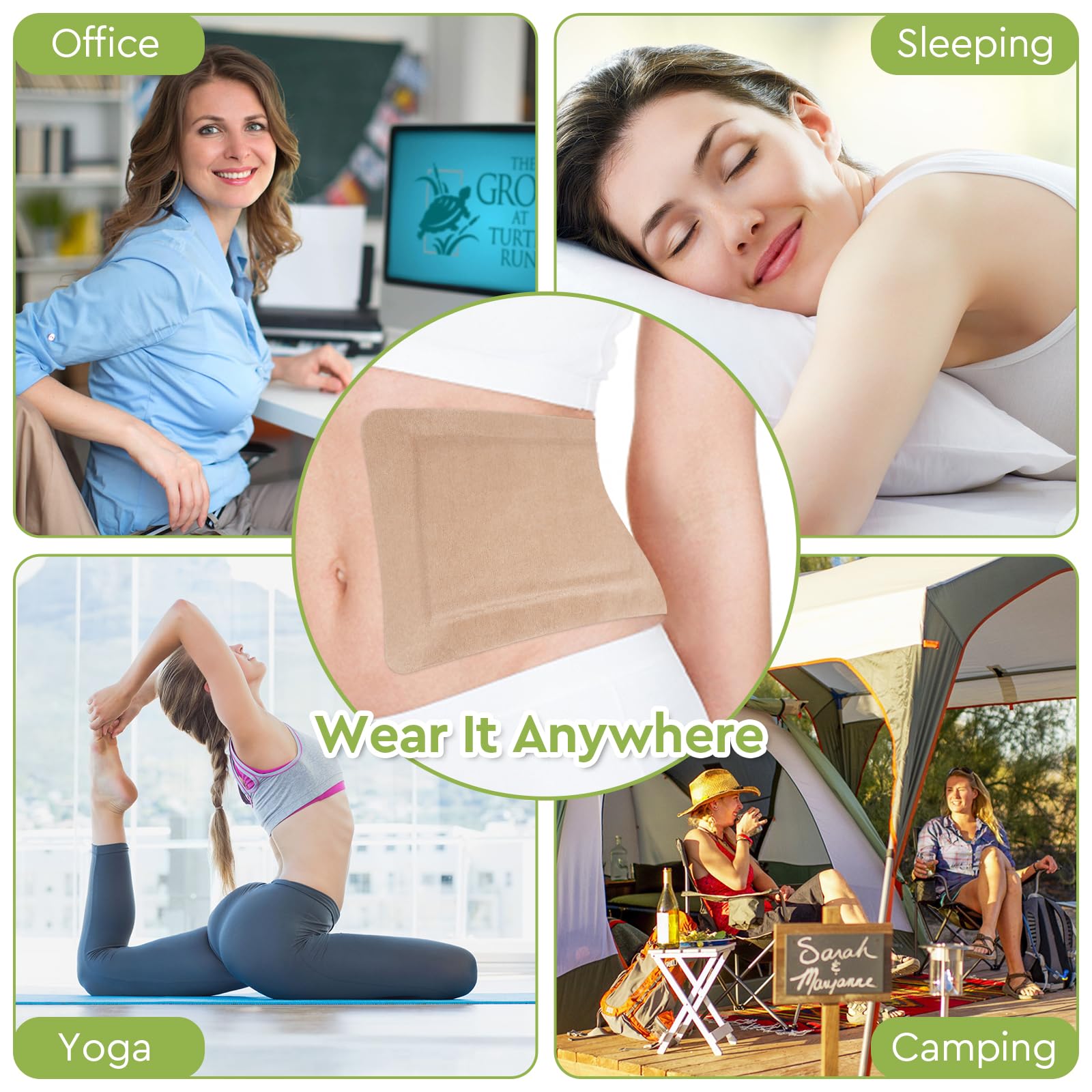 Wearable STFOCE castor oil pack wrap during daily activities