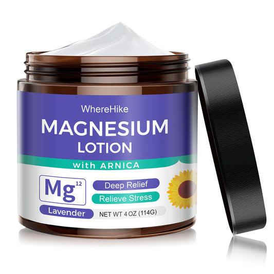 Stilip Magnesium Lotion with Arnica bottle with lavender accent