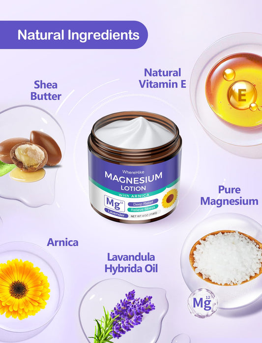 Close-up of magnesium lotion texture on skin
