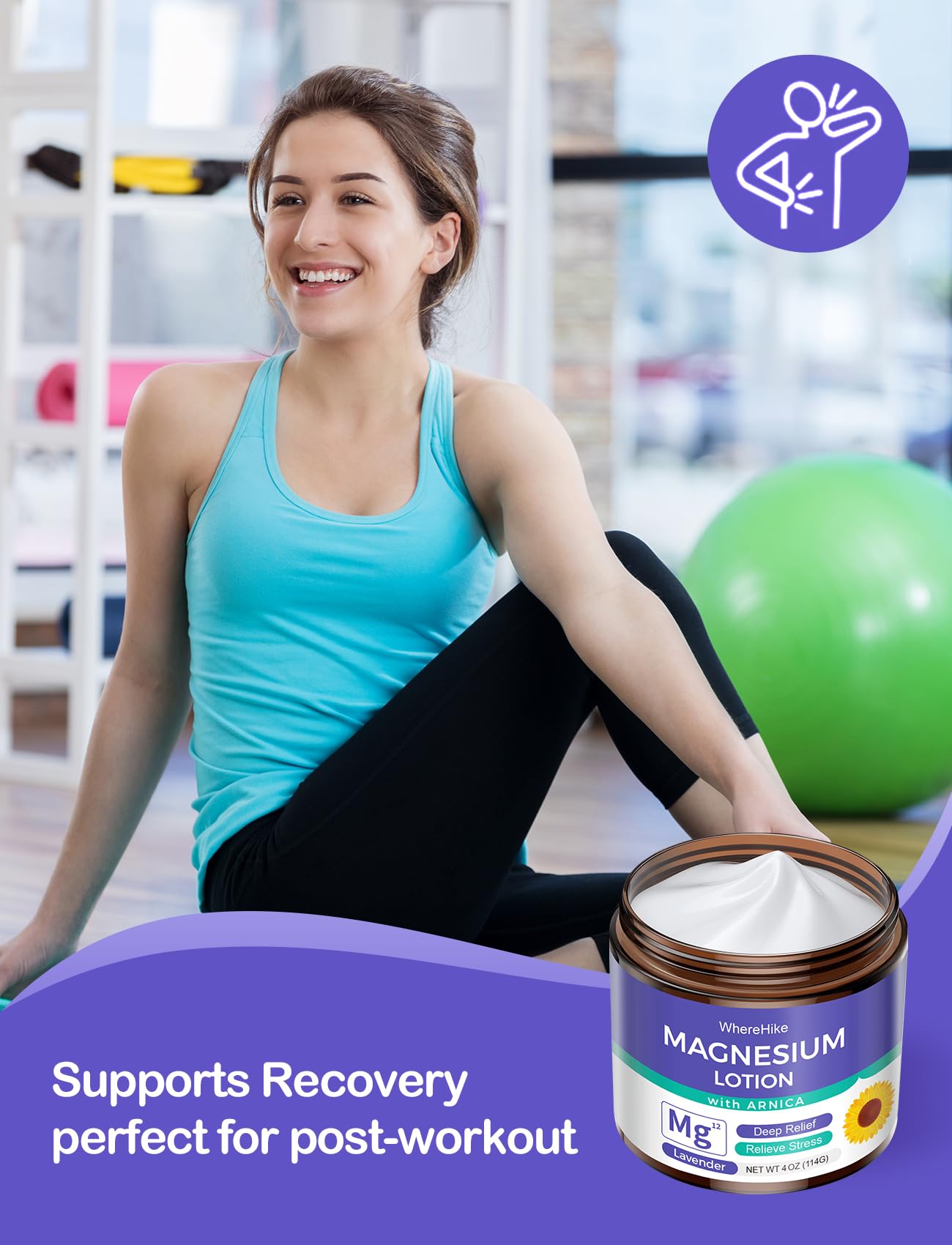 Massage applying magnesium lotion for smooth absorption