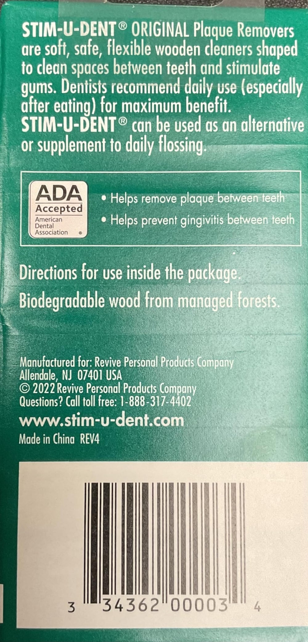 Close-up of Stim-u-dent Plaque Removers Mint