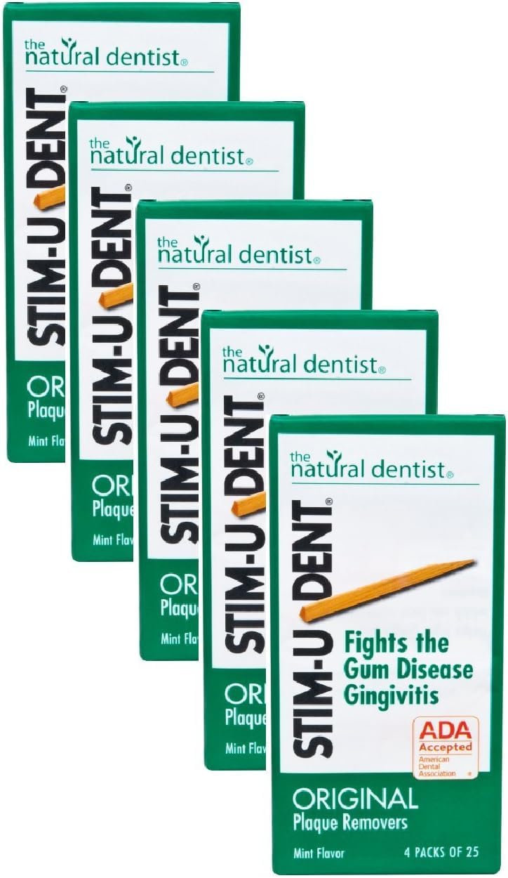 Stim-U-Dent Plaque Removers Pack of 5 minty dental picks - front view