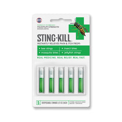 Sting-Kill first aid anesthetic swabs application on skin demonstrates fast pain relief.