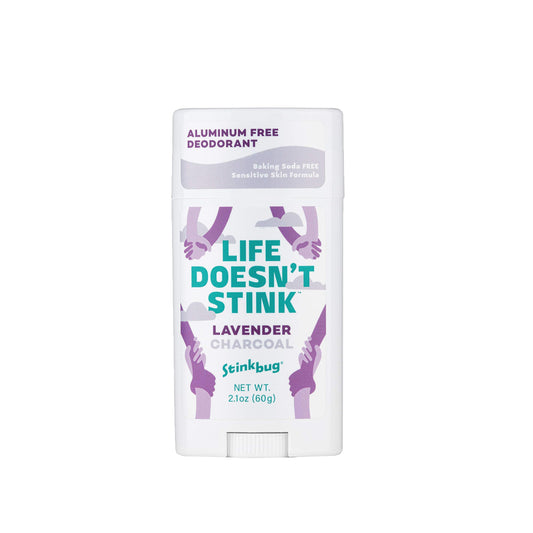 Stinkbug natural deodorant stick with lavender scent for daily freshness.