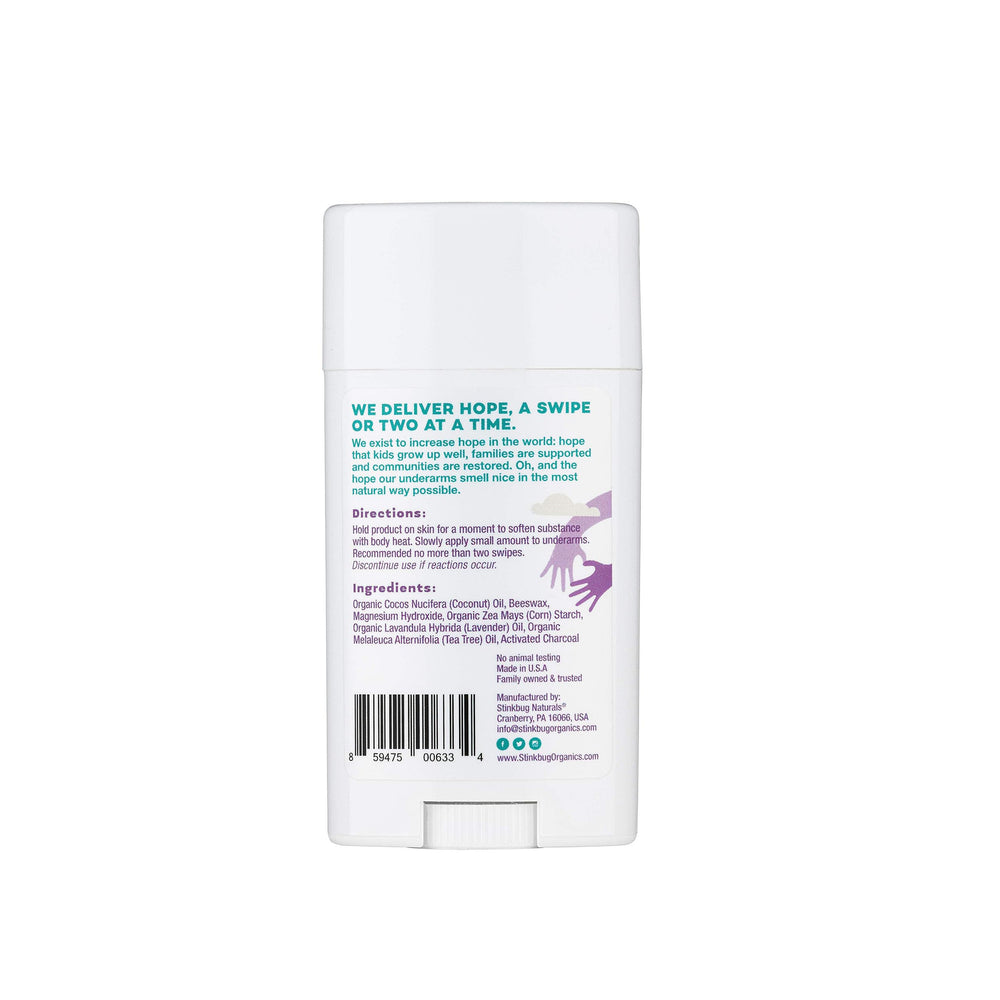 Stinkbug organic shea butter close-up highlights gentle formula for sensitive skin.