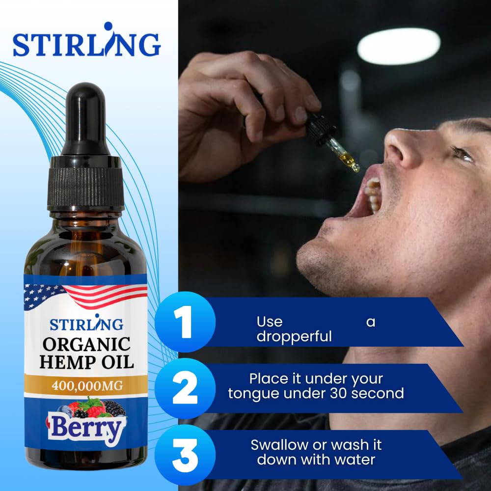 Pouring berry-flavored hemp oil onto a spoon