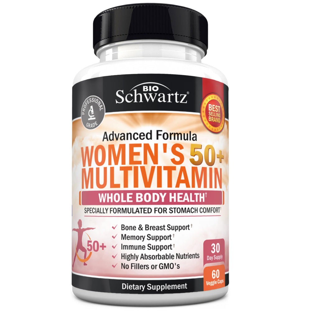 Stomach-friendly daily multivitamin for women 50+