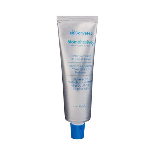 Stomahesive barrier paste application closeup showing creamy texture for easy coverage