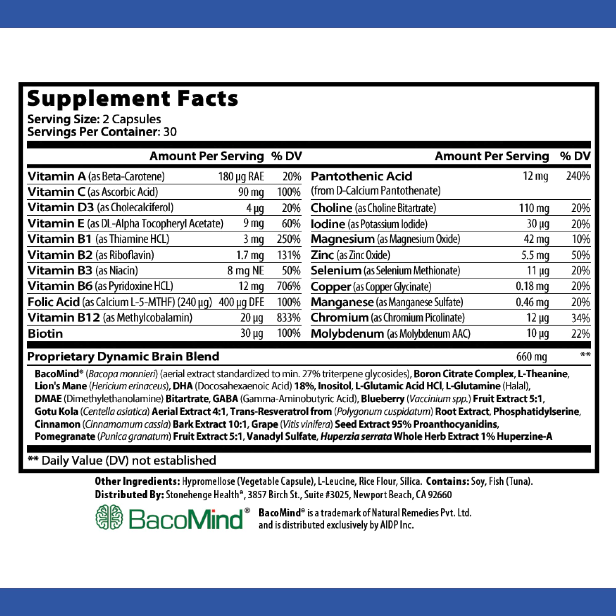 Bottle displaying 30 servings per container
