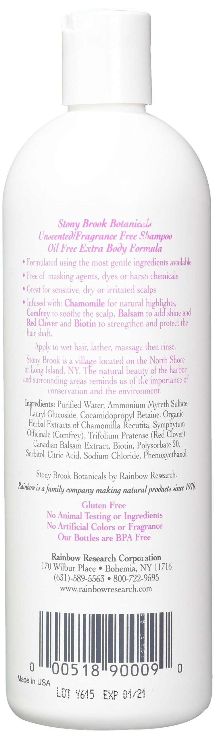 Stoney Brook Shampoo Unscented 16 oz 3-Pack bottle label close-up