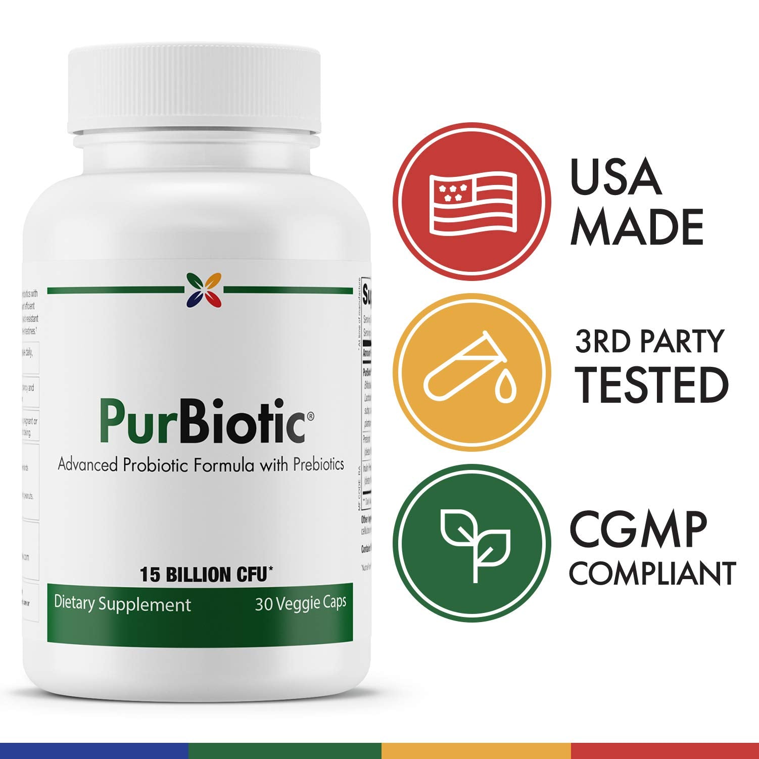 Vegetarian probiotic capsules and prebiotic imagery