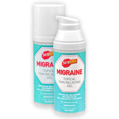 Stopain Migraine Gel Pump bottles show a convenient two-pack for on-demand relief.