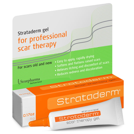 Strataderm Professional Scar Gel tube application for easy, precise scar treatment after injury.