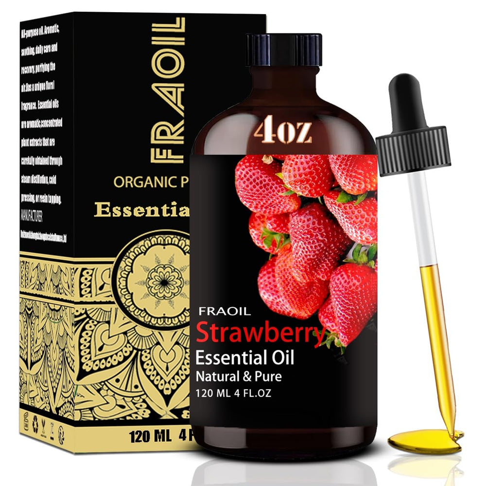 Amber glass bottle of Strawberry Essential Oil, 4 oz (120 ml)