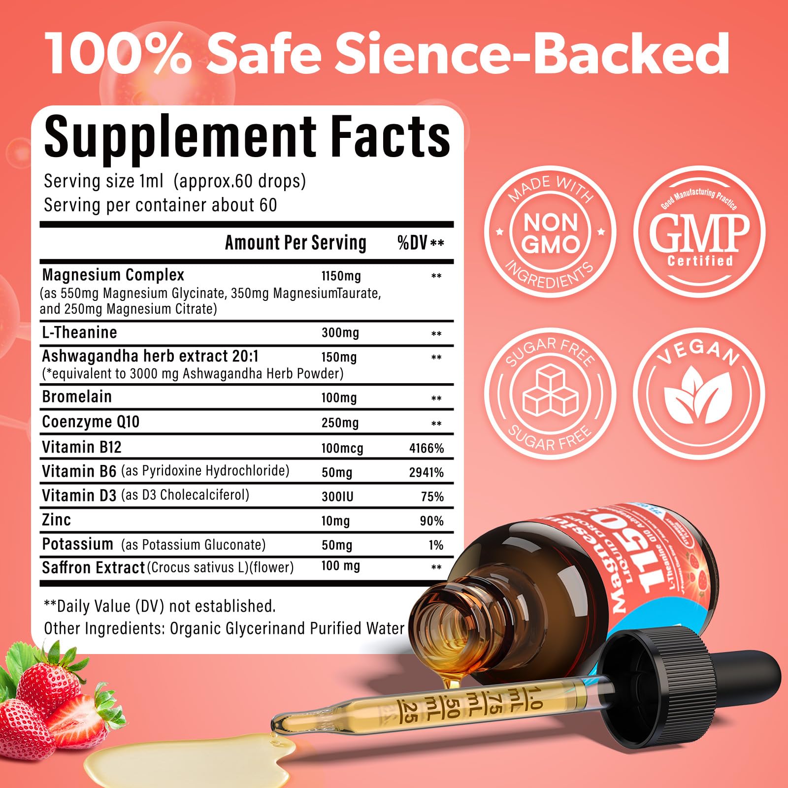 Nature Strawberry flavor magnesium glycinate liquid