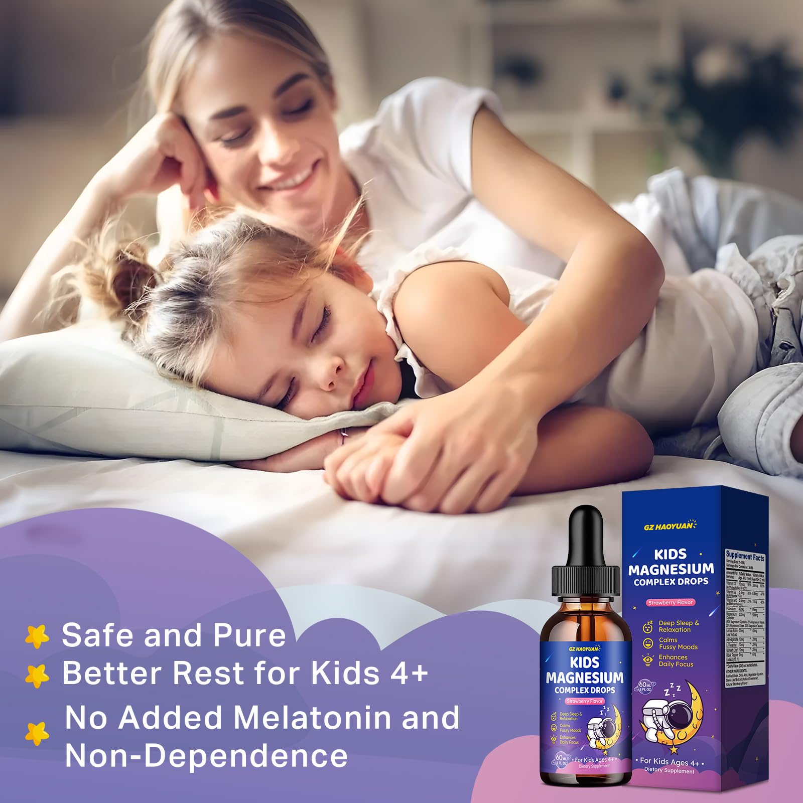 Strawberry-flavored magnesium liquid for kids