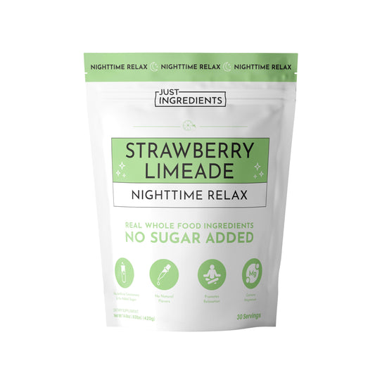 Front and back packaging of Strawberry Limeade Nighttime Relax