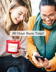 Close-up of candle label with 3-wick design