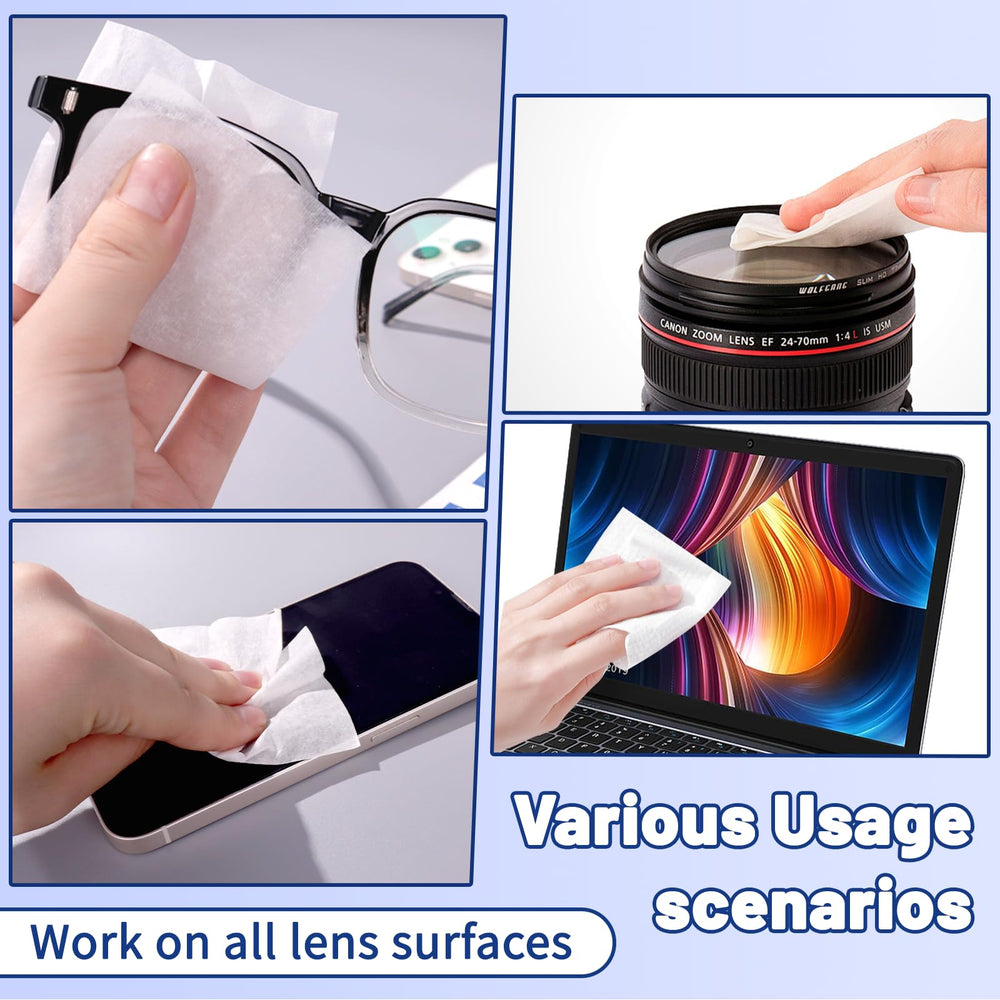 Streak-free cleaning formula on lens wipes